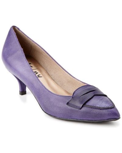French Sole Dressy Leather Loafer Pump - Blue