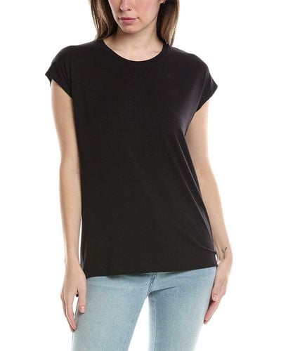 Three Dots Semi Relaxed Cap Sleeve T-shirt - Black