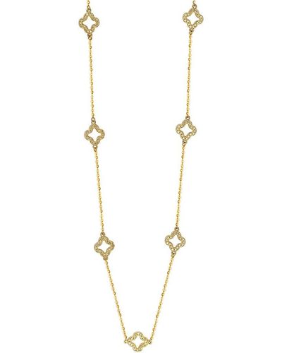 Suzy Levian 14k 0.63 Ct. Tw. Diamond Clover By The Yard Necklace - Metallic