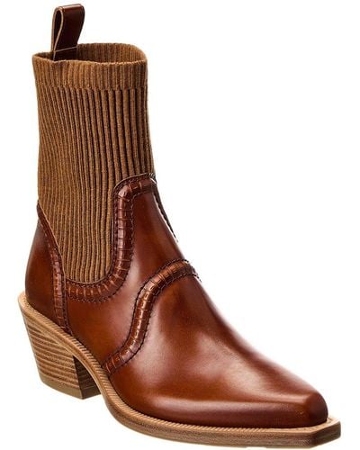 Chloé Nellie Texan Leather Bootie - Brown