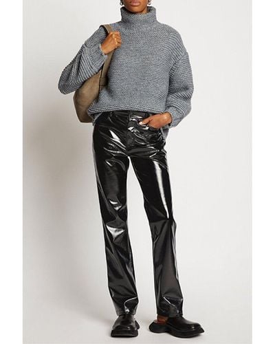 Proenza Schouler Lacquered Canvas Straight Pant - Grey