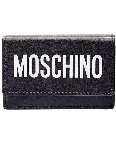 Moschino Logo Print Leather French Wallet - Black