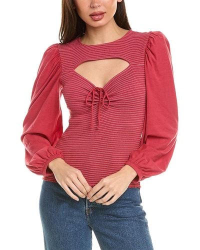 Nation Ltd Leilani Romantic Cut Out Top - Red