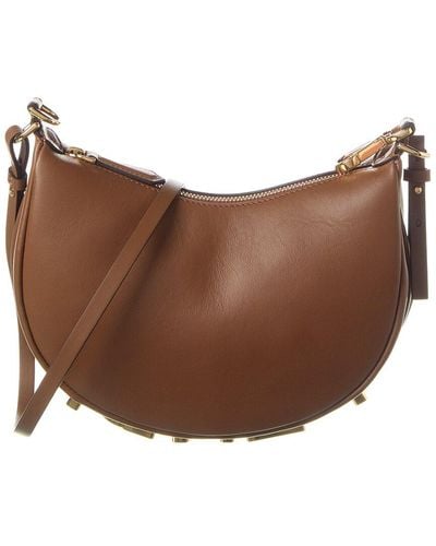 Fendi Graphy Mini Leather Hobo Bag - Brown