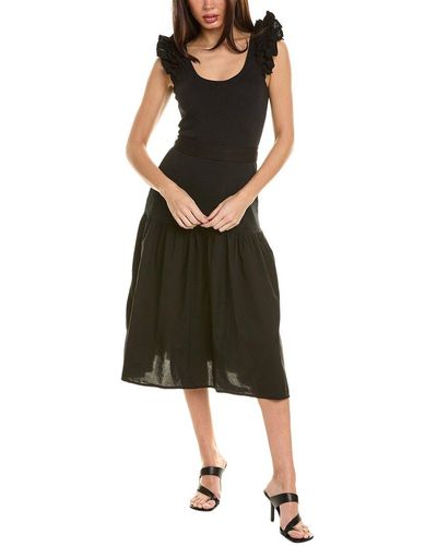 Nation Ltd Everleigh Frilly Midi Dress - Black