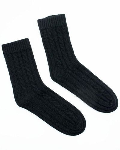 Portolano Ladies Chunky Socks With Rows Of Cables - Black