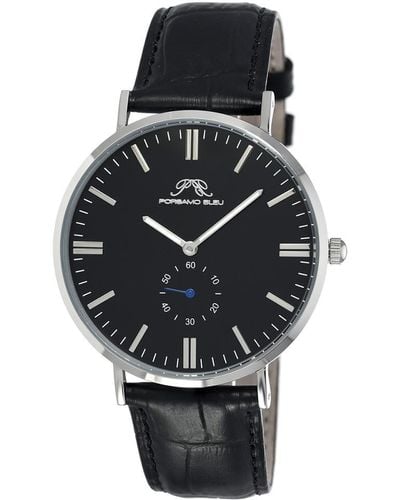 Porsamo Bleu Leather Watch - Black