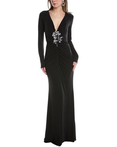 Marchesa Jersey Drape Gown - Black