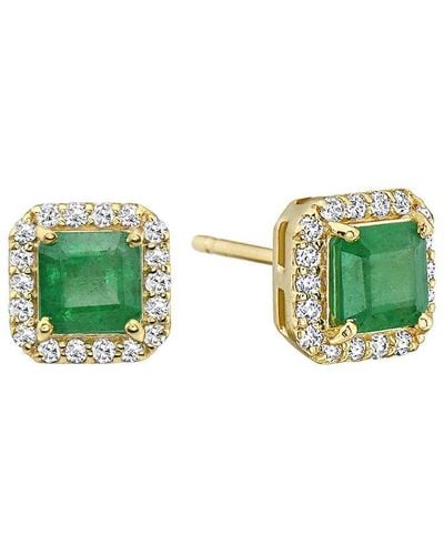 Forever Creations USA Inc. Forever Creations 14k 2.22 Ct. Tw. Diamond & Emerald Earrings - Green