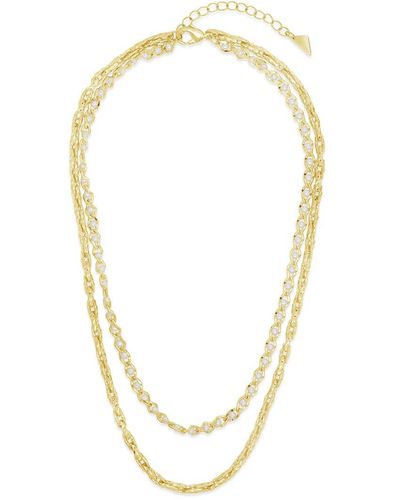 Sterling Forever 14k Plated 3mm Pearl Amedea Chain Layered Necklace - Metallic