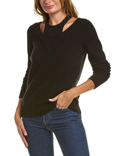 Michael Kors Michael Kors Cashmere Layered Shaker V - Neck Sweater - Black