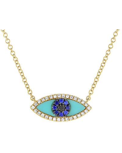 Sabrina Designs 14k 0.15 Ct. Tw. Diamond & Gemstone Evil Eye Necklace - Blue