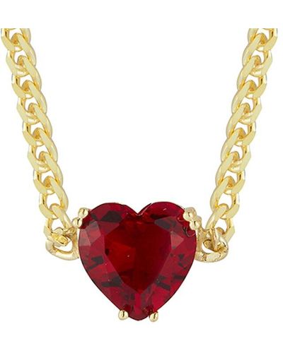 Glaze Jewelry 14k Over Silver Cz Heart Necklace - Red