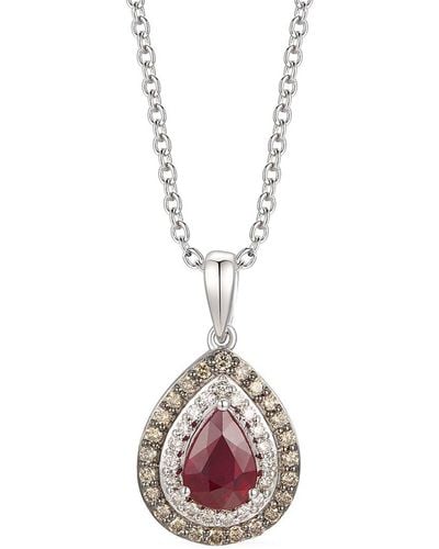 Le Vian Le Vian 14k Vanilla Gold 0.98 Ct. Tw. Diamond & Ruby Necklace - Pink
