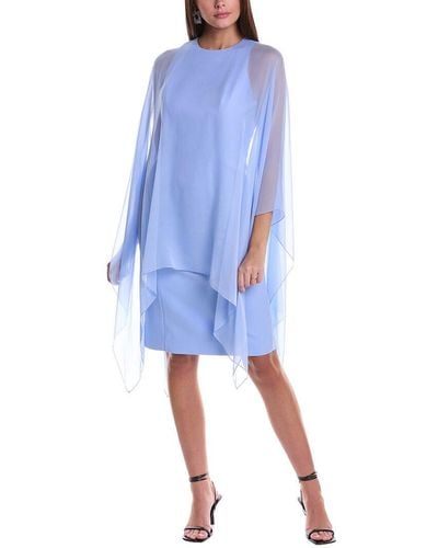 Teri Jon Silk-layered Mini Dress - Blue