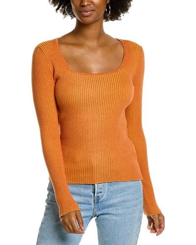 Monrow Square Neck Sweater - Orange