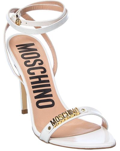 Moschino Logo Patent Sandal - White