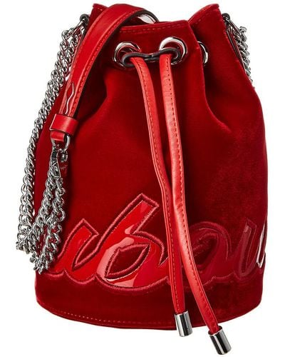 Christian Louboutin Marie Jane Pu-trimmed Leather Bucket Bag - Red