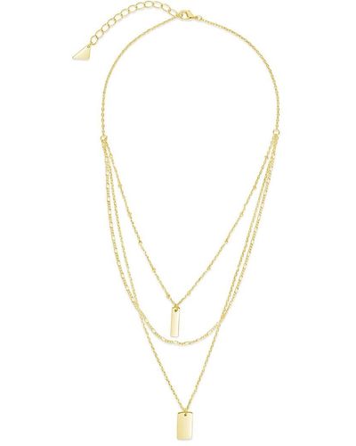 Sterling Forever 14k Plated Vertical Triple Layered Bar Necklace - Metallic