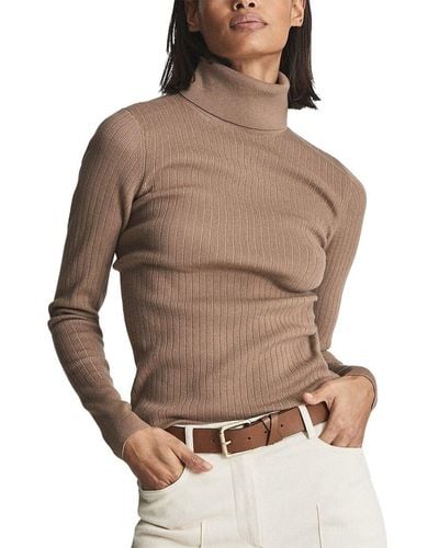 Reiss Nicola Merino Stretch Wool-blend Sweater - Brown