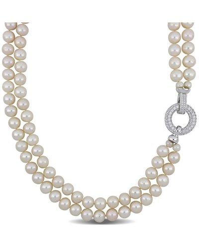 Rina Limor Silver Pearl Necklace - Natural