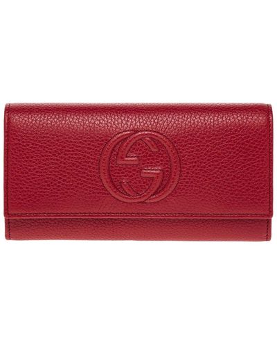 Gucci Soho Leather Continental Wallet - Red