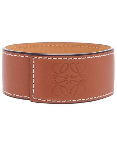 Loewe Embossed Leather Slap Bracelet - Brown