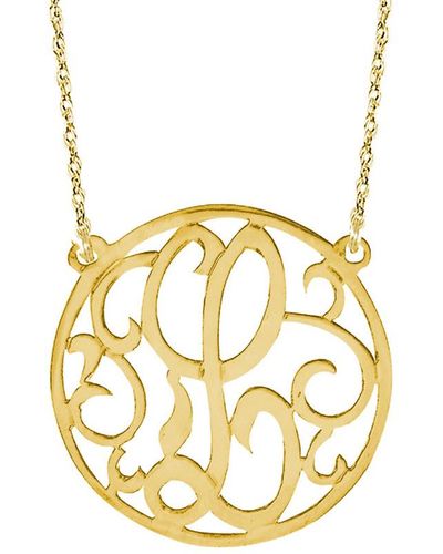Jane Basch 22k Gold Over Silver Fancy Initial Circle Script Necklace (a-z) - Metallic