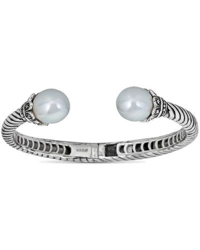 Belpearl Silver 12mm South Sea White Bangle Bracelet