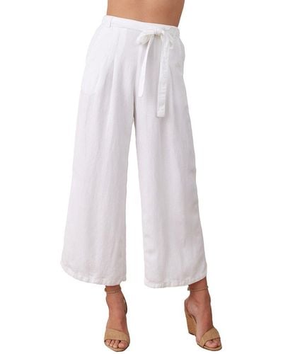 Bella Dahl Emma Wide Leg Linen-blend Crop Pant - White