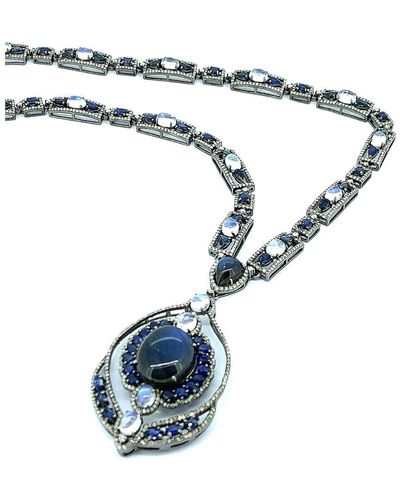 Arthur Marder Fine Jewelry Silver 19.00 Ct. Tw. Diamond & Sapphire Necklace - Blue