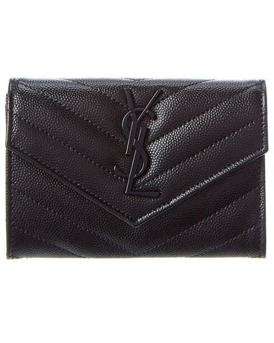 Saint Laurent Small Matelasse Leather Envelope Wallet - Black
