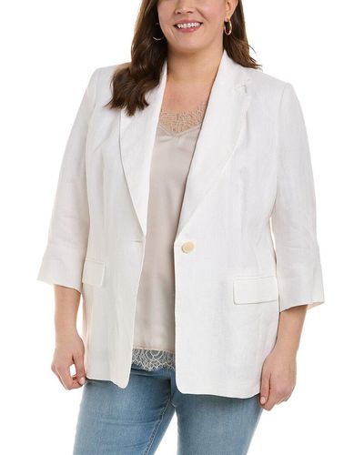 Marina Rinaldi Plus Caso Linen Jacket - White