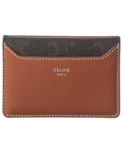 Celine Triomphe Canvas & Leather Card Case - Brown