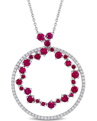 Rina Limor 14k 3.21 Ct. Tw. Diamond & Ruby Pendant Pendant - Pink