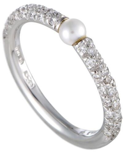 Mikimoto 18k 0.35 Ct. Tw. Diamond & 3-3.5mm Pearl Ring - White