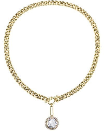Rachel Glauber 14k Plated Cz Curb Chain Necklace - Metallic