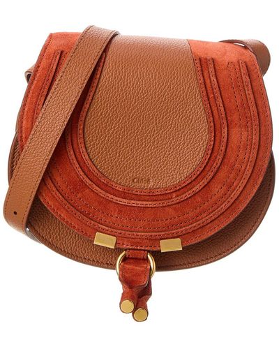 Chloé Marcie Small Leather & Suede Shoulder Bag - Orange