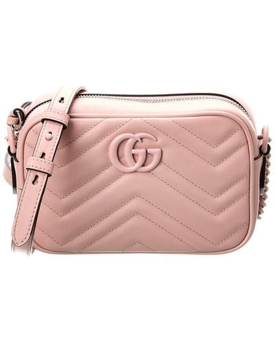 Gucci GG Marmont Mini Matelasse Leather Crossbody - Pink