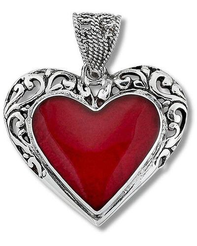 Samuel B. Silver Heart Pendant - Red