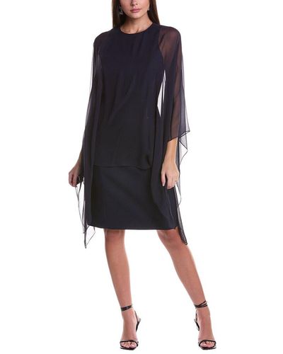Teri Jon Silk-layered Mini Dress - Black