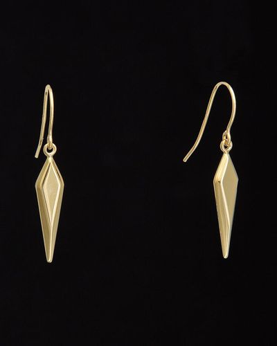 Italian Gold 14k Fancy Dagger Drop Earrings - Black
