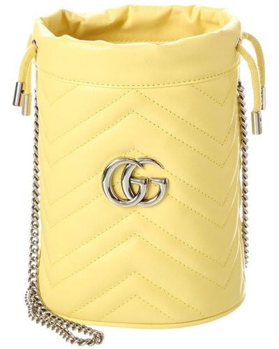 Gucci GG Marmont Mini Matelasse Leather Bucket Bag - Yellow