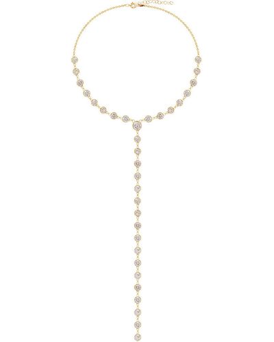 Gabi Rielle Gold Over Silver Cz Drop Lariat Necklace - White