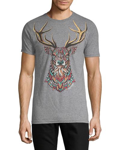Riot Society Ornate Deer Graphic Tee - Gray