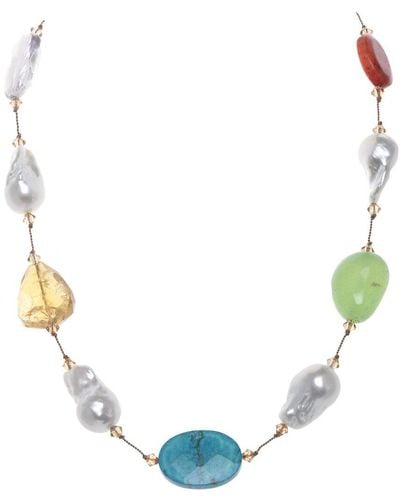 Margo Morrison Silver Gemstone 14-17mm Pearl Necklace - Blue