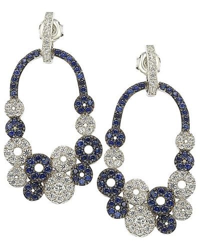 Suzy Levian 18k & Silver 5.44 Ct. Tw. Sapphire Earrings - Metallic