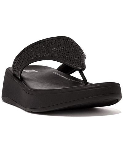 Fitflop F-mode Leather-trim Sandal - Black