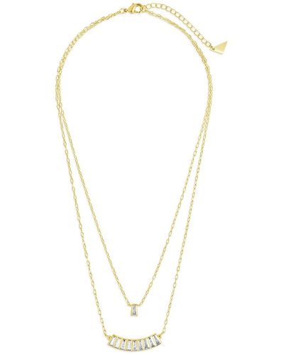 Sterling Forever 14k Plated Cz Lillian Layered Necklace - Metallic