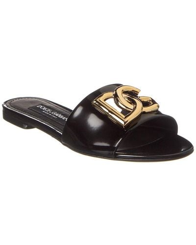 Dolce & Gabbana Dg Logo Leather Sandal - Black